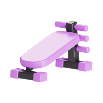 sit up bench 3d icon illustration, transparent background png