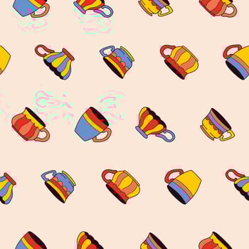 Collection of Tea Cup Seamless Pattern illustration for Print, Wallpaper, Decoration. vector