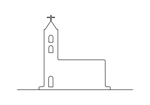 Church icon continuous one line drawing premium illustration vector