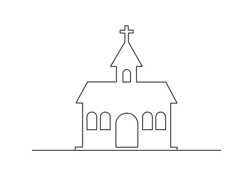 Church icon continuous one line drawing premium illustration vector