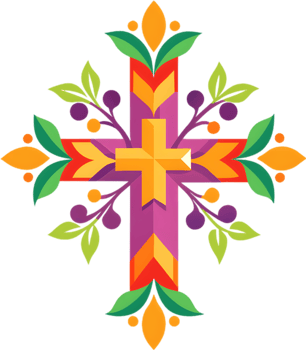 Colorful Christian Cross Clipart, Inspiring Faith Through Vivid Imagery. AI-generated. png