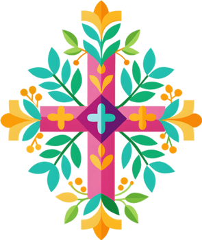Colorful Christian Cross Clipart, Inspiring Faith Through Vivid Imagery. AI-generated. png