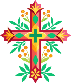 Colorful Christian Cross Clipart, Inspiring Faith Through Vivid Imagery. AI-generated. png