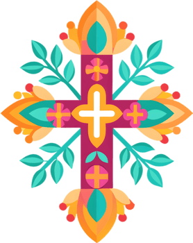 Colorful Christian Cross Clipart, Inspiring Faith Through Vivid Imagery. AI-generated. png