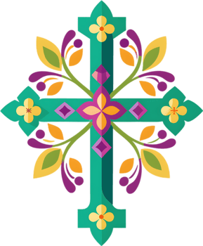 Colorful Christian Cross Clipart, Inspiring Faith Through Vivid Imagery. AI-generated. png