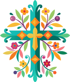 Colorful Christian Cross Clipart, Inspiring Faith Through Vivid Imagery. AI-generated. png