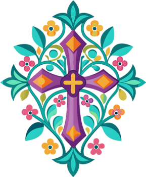Colorful Christian Cross Clipart, Inspiring Faith Through Vivid Imagery. AI-generated. png