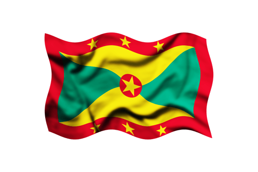 Waving the flag of Grenada on a transparent background. 3d rendering png
