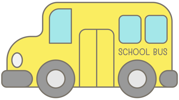 Cute kid pastel hand drawn back to school elements yellow school bus png