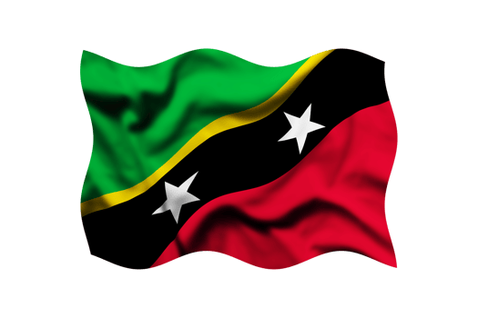 Waving the flag of Saint Kitts and Nevis on a transparent background. 3d rendering png
