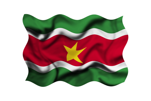 Waving the flag of Suriname on a transparent background. 3d rendering png