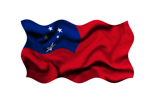 Waving the flag of Samoa on a transparent background. 3d rendering png