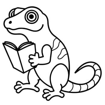 Galapagos Gecko lizard reading icon vector