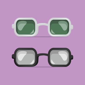 Flat sun glasses model with shinny effect vector