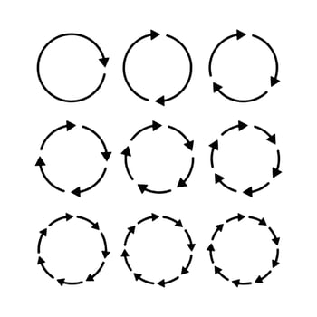 Set of black circle arrows vector