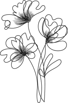 Hand drawn simple flower outline vector