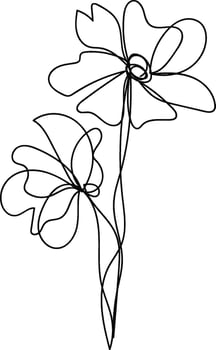 Hand drawn simple flower outline vector