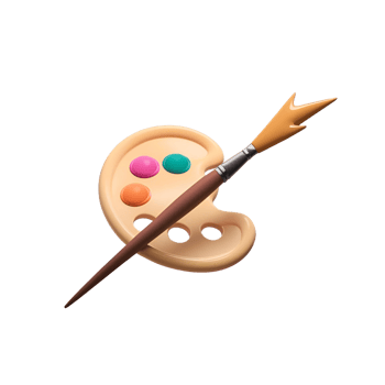 a cartoon palette with a paintbrush png
