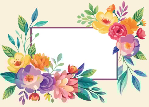 Rectangular watercolor flowers Frame Design for program card vector