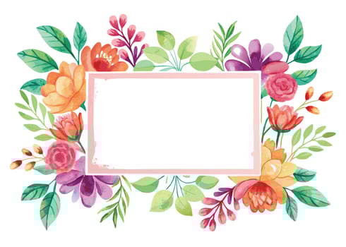 Rectangular watercolor flowers Frame Design for program card vector