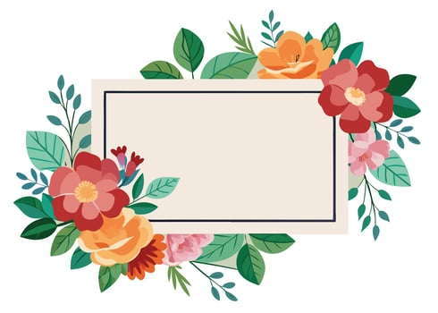 Rectangular watercolor flowers Frame Design for program card vector