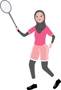 A cartoon woman in pink is holding a tennis racket png