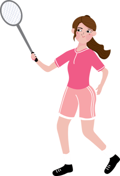 A cartoon girl holding a tennis racket png