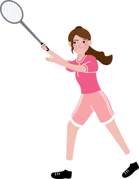 A girl in pink is holding a tennis racket png
