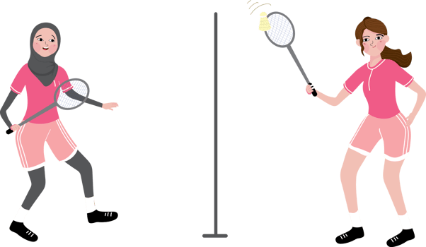 Energetic Girl Practicing Badminton During Morning Workout png