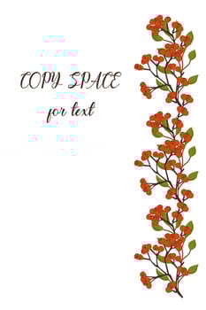 card with rowan branches. Place for text. vector