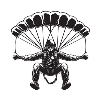 Skydiver with parachute extreme sport illustration Stock Image and Design on white background vector