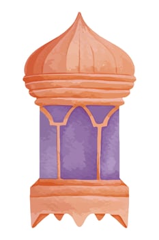islamic lantern watercolor illustration vector