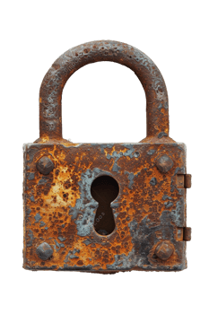Rusty lock on transparent background png
