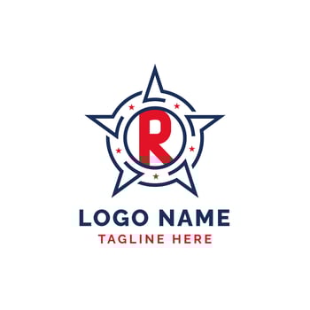 Letter R Star Patriotic Logo Design. Patriotic R Logo with Star vector