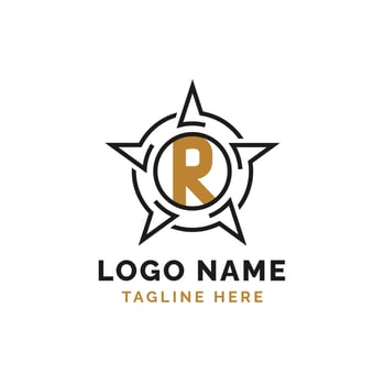Letter R Star Logo Design. Alphabet R Logo with Star vector