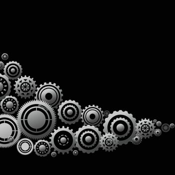 Abstract techno gear background with geometric colorful gear wheels. Space for gear text. gears modern mechanism industrial concept. Technology gears background. Gears illustration vector