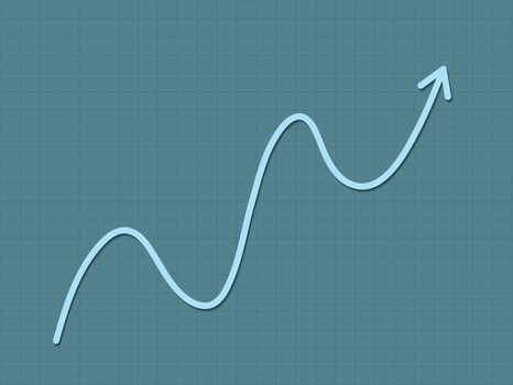 A cool and simple blue up trend growth for success chart for business and financial progress with smooth line illustration vector