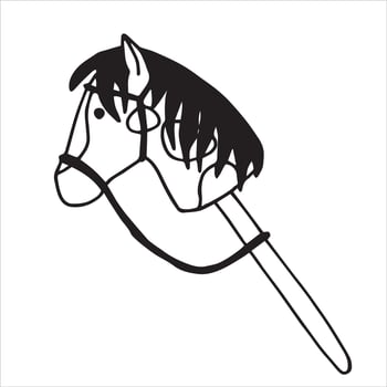 hobby horsing. cute doodle style illustration with a toy horse vector
