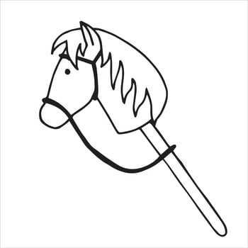 hobby horsing. cute doodle style illustration with a toy horse vector