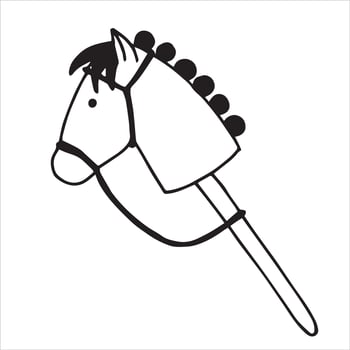 hobby horsing. cute doodle style illustration with a toy horse vector