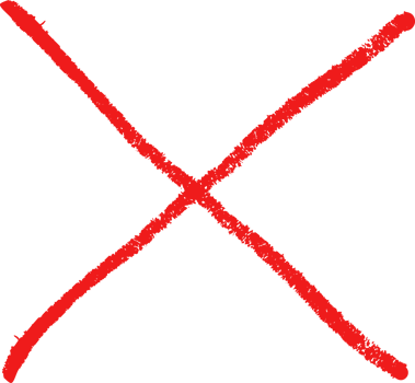Red cross mark. Paint brushed crayon symbol of check. Hand drawn grunge sign of check, stamp of false and ban. Danger graffiti graphic logo png