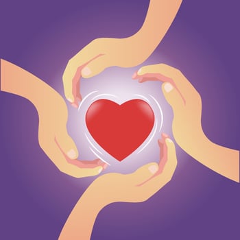 Heart shape surrounded by hands design vector