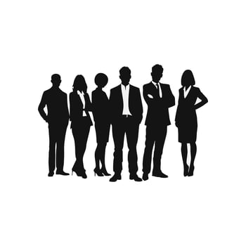 Group of business people. Isolated black silhouettes on white background vector
