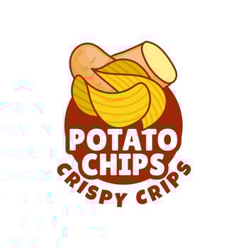 Logo Potato chips, Food and Snack logo with Simple Potato Cartoon, Unique Food, Snack, Chips Business identity Icon isolated on white background vector
