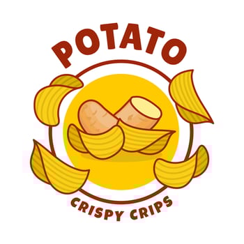 Logo Potato chips, Food and Snack logo with Simple Potato Cartoon, Unique Food, Snack, Chips Business identity Icon isolated on white background vector