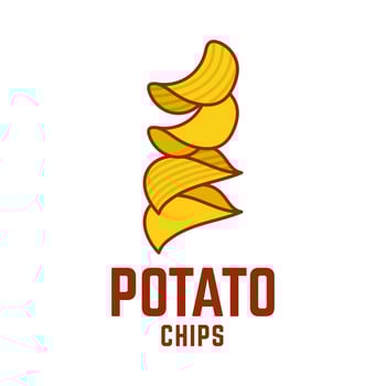 Logo Potato chips, Food and Snack logo with Simple Potato Cartoon, Unique Food, Snack, Chips Business identity Icon isolated on white background vector