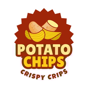 Logo Potato chips, Food and Snack logo with Simple Potato Cartoon, Unique Food, Snack, Chips Business identity Icon isolated on white background vector