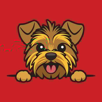 Yorkshire Terrier Dog Peeking Face Clipart - Dog Face Logo - Dog isolated illustration vector