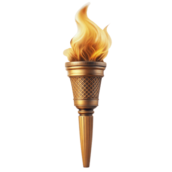 Golden Torch with Burning Flame Isolated on Transparent Background png