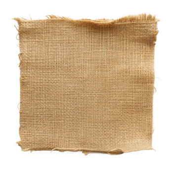 Closeup of Burlap Fabric with Frayed Edges Isolated on Transparent png